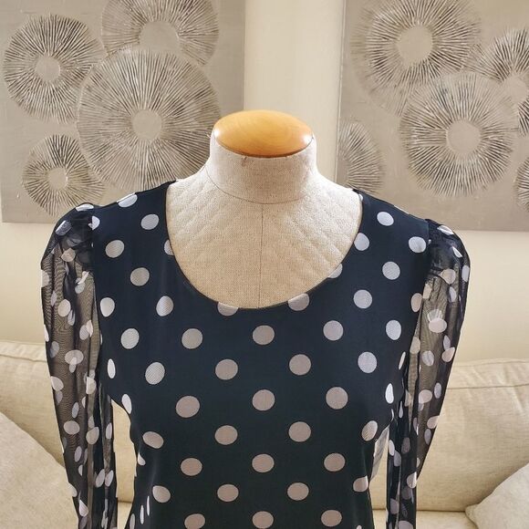 INC Polka-Dot Sheer-Sleeve Top - Picture 3 of 12